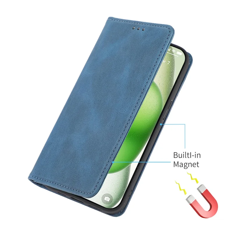 For iPhone 16 Case Wallet Magnetic Closing Leather Flip Phone Cover - Blue
