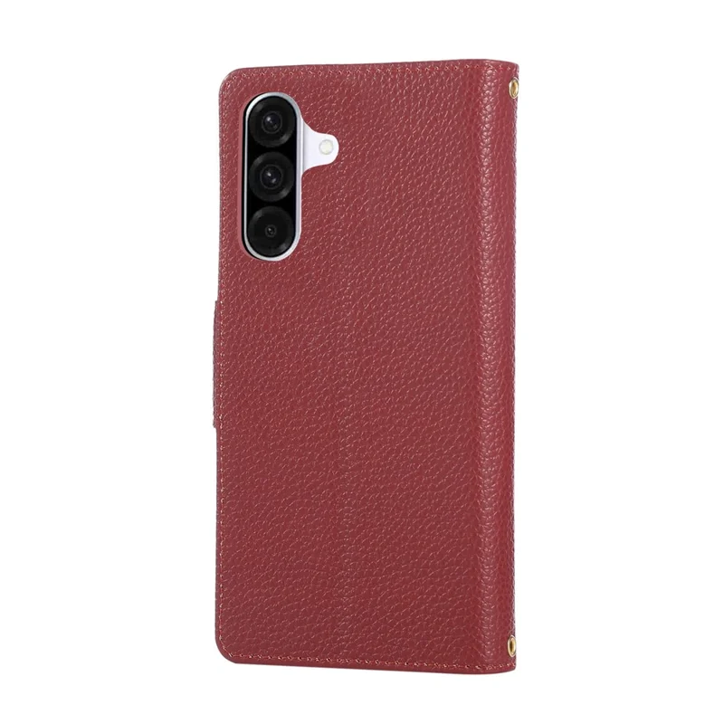 For Samsung Galaxy A55 5G Case Zipper Wallet Leather Phone Cover with Wrist Strap - Wine Red