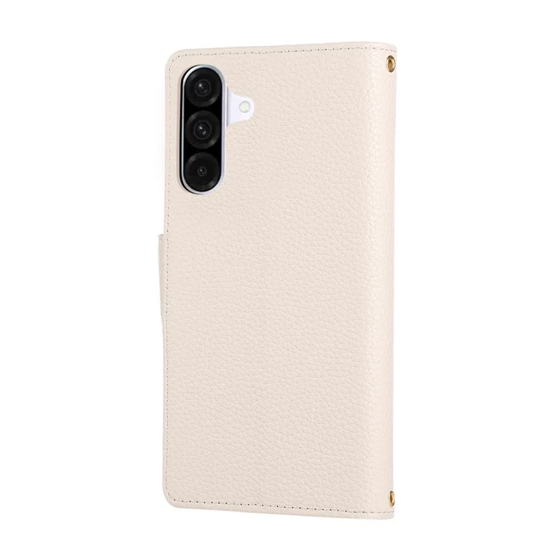 For Samsung Galaxy A55 5G Case Zipper Wallet Leather Phone Cover with Wrist Strap - Beige