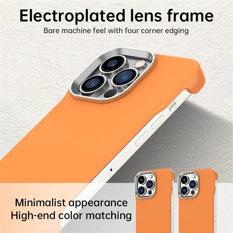 For iPhone 13 Pro Max Magnetic Case Frameless Ultra Thin TPU + PET Phone Cover Reinforced Corners - Orange