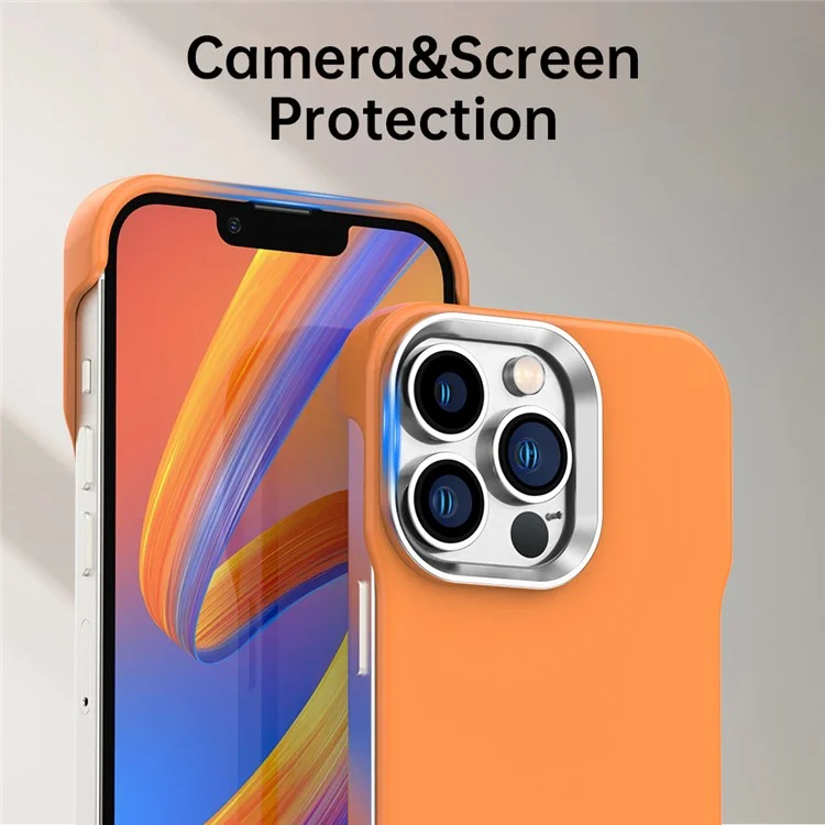 For iPhone 13 Pro Max Magnetic Case Frameless Ultra Thin TPU + PET Phone Cover Reinforced Corners - Orange