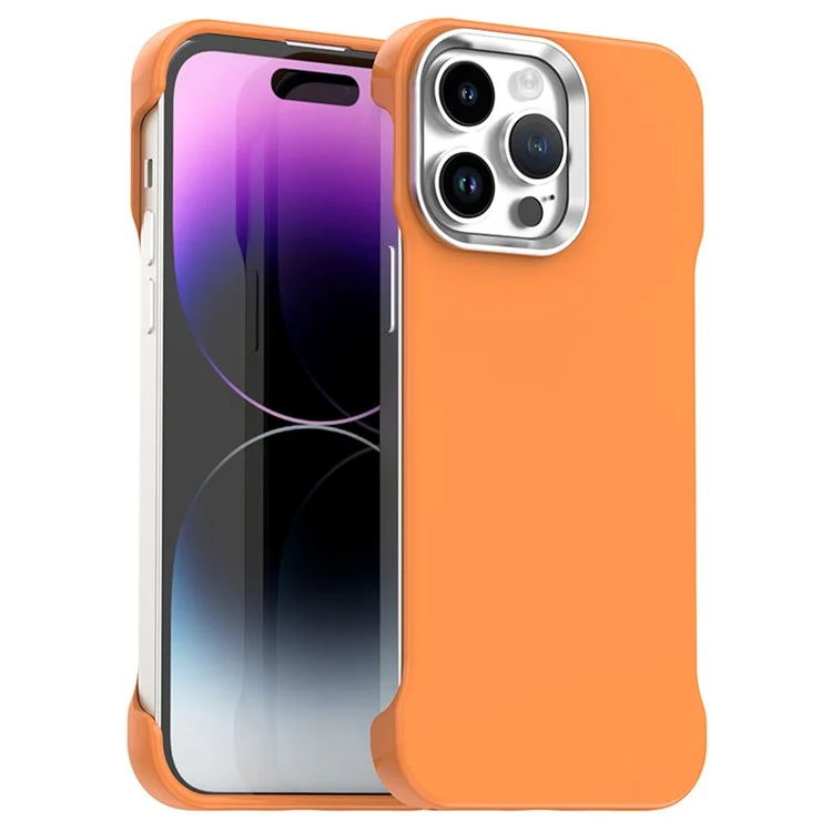 For iPhone 14 Pro Magnetic Case Frameless Ultra Thin TPU + PET Phone Cover Reinforced Corners - Orange