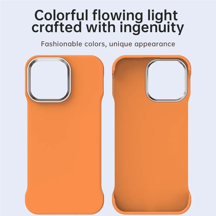 For iPhone 14 Pro Magnetic Case Frameless Ultra Thin TPU + PET Phone Cover Reinforced Corners - Orange