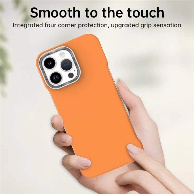 For iPhone 14 Pro Magnetic Case Frameless Ultra Thin TPU + PET Phone Cover Reinforced Corners - Orange