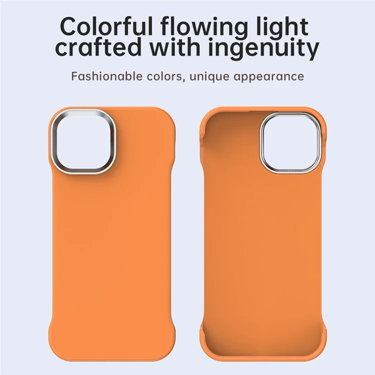 For iPhone 15 Magnetic Case Frameless Ultra Thin TPU + PET Phone Cover Reinforced Corners - Orange