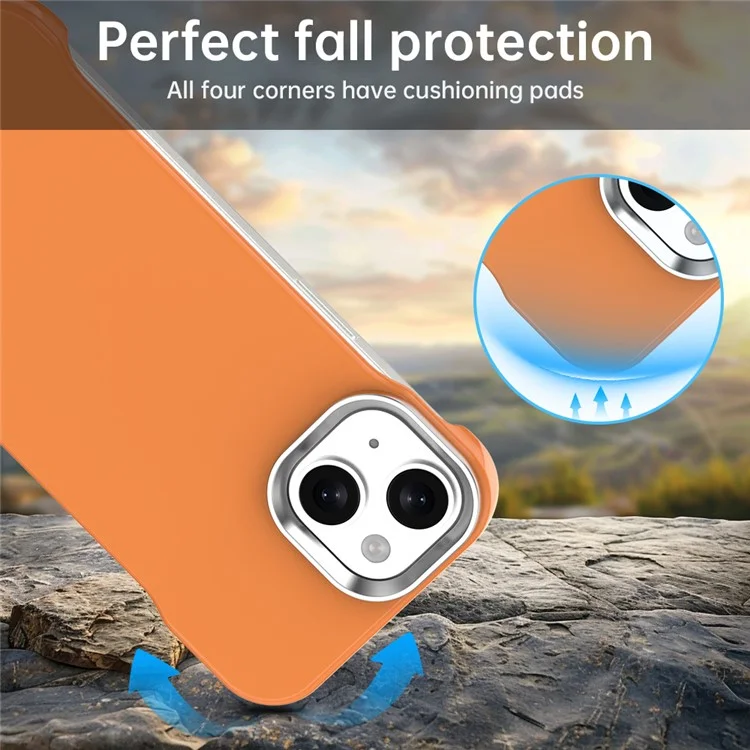 For iPhone 15 Magnetic Case Frameless Ultra Thin TPU + PET Phone Cover Reinforced Corners - Orange