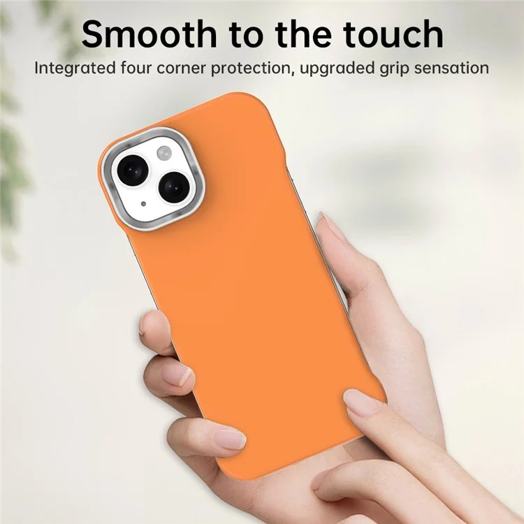 For iPhone 15 Plus / 14 Plus Magnetic Case Frameless Ultra Thin TPU + PET Phone Cover Reinforced Corners - Orange