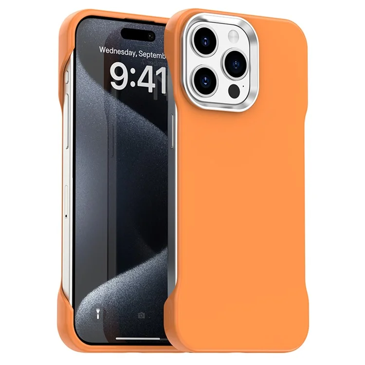 For iPhone 15 Pro Max Magnetic Case Frameless Ultra Thin TPU + PET Phone Cover Reinforced Corners - Orange