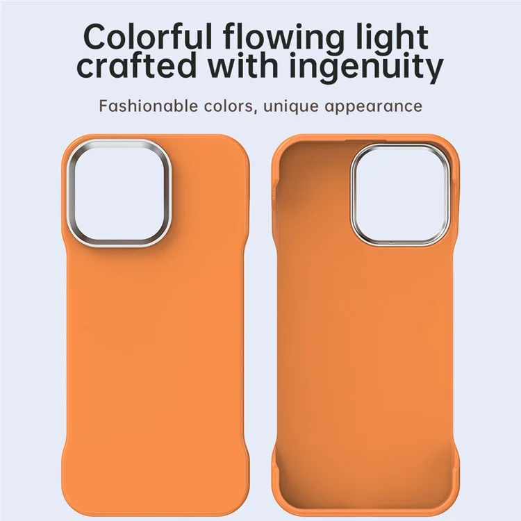 For iPhone 15 Pro Max Magnetic Case Frameless Ultra Thin TPU + PET Phone Cover Reinforced Corners - Orange
