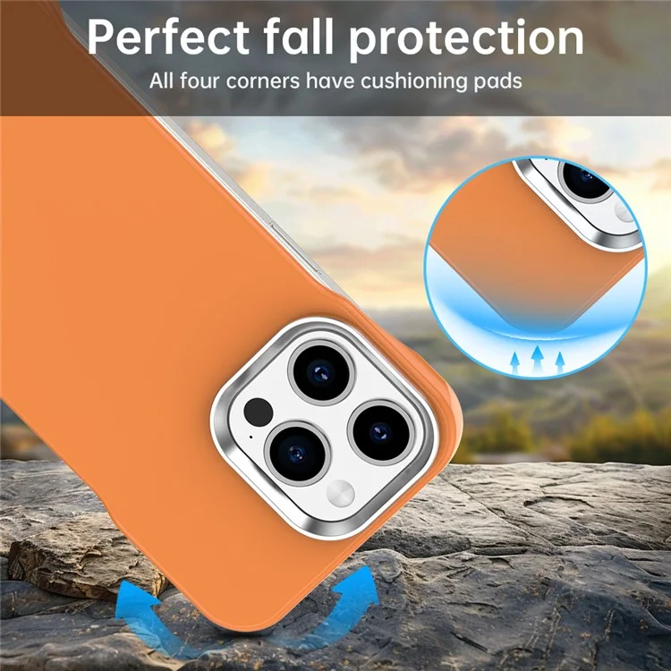 For iPhone 15 Pro Max Magnetic Case Frameless Ultra Thin TPU + PET Phone Cover Reinforced Corners - Orange