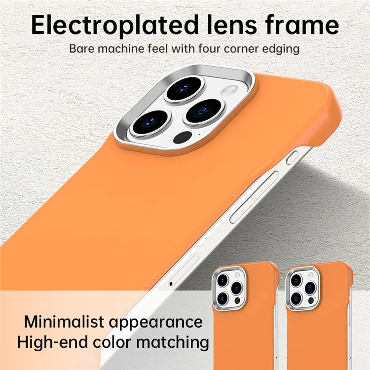 For iPhone 15 Pro Max Magnetic Case Frameless Ultra Thin TPU + PET Phone Cover Reinforced Corners - Orange