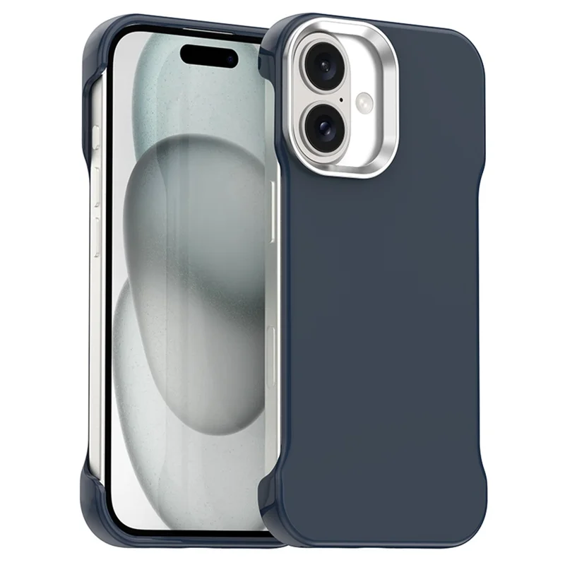 For iPhone 16 Case Frameless Ultra Thin TPU + PET Phone Cover Reinforced Corners - Blue