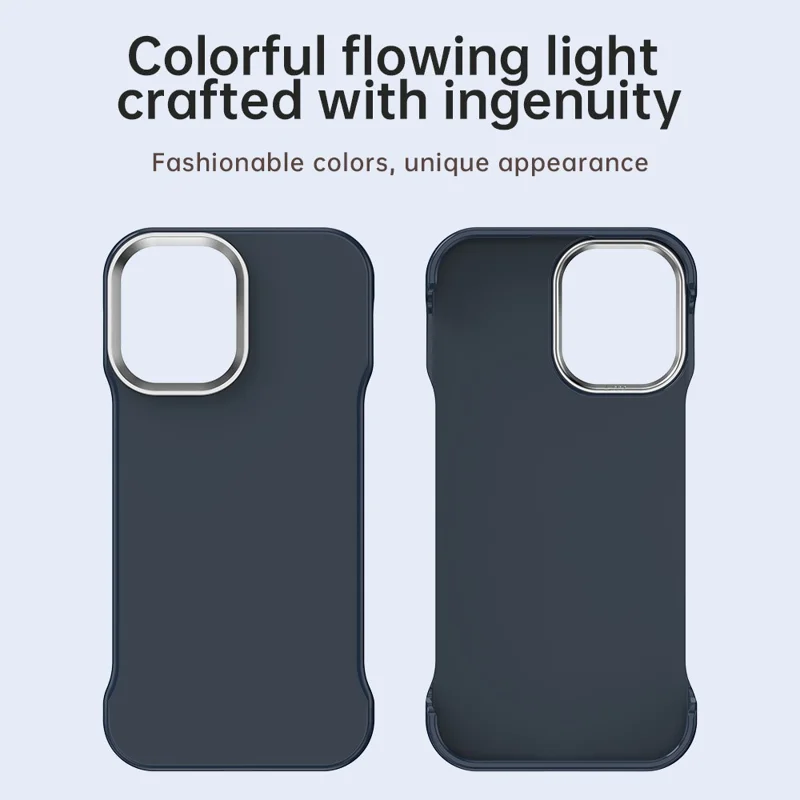 For iPhone 16 Case Frameless Ultra Thin TPU + PET Phone Cover Reinforced Corners - Blue