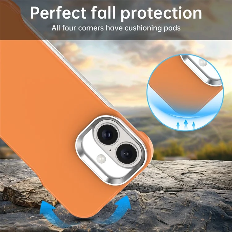 For iPhone 16 Plus Magnetic Case Frameless Ultra Thin TPU + PET Phone Cover Reinforced Corners - Orange