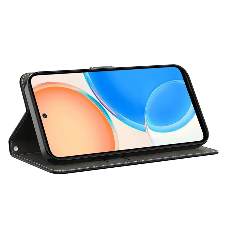 Für Ehren X8 4G PU Leder 3D Muster Druck Anti-drop-hülle Magnetische Verschluss Telefonständer Brieftasche Mit Riemen - Zwei Katzen