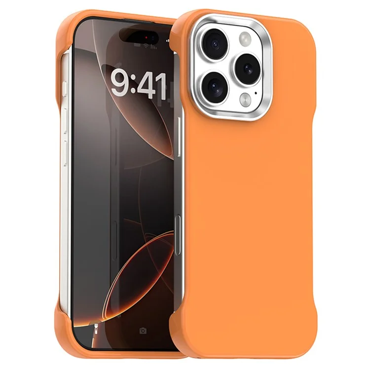 For iPhone 16 Pro Magnetic Case Frameless Ultra Thin TPU + PET Phone Cover Reinforced Corners - Orange