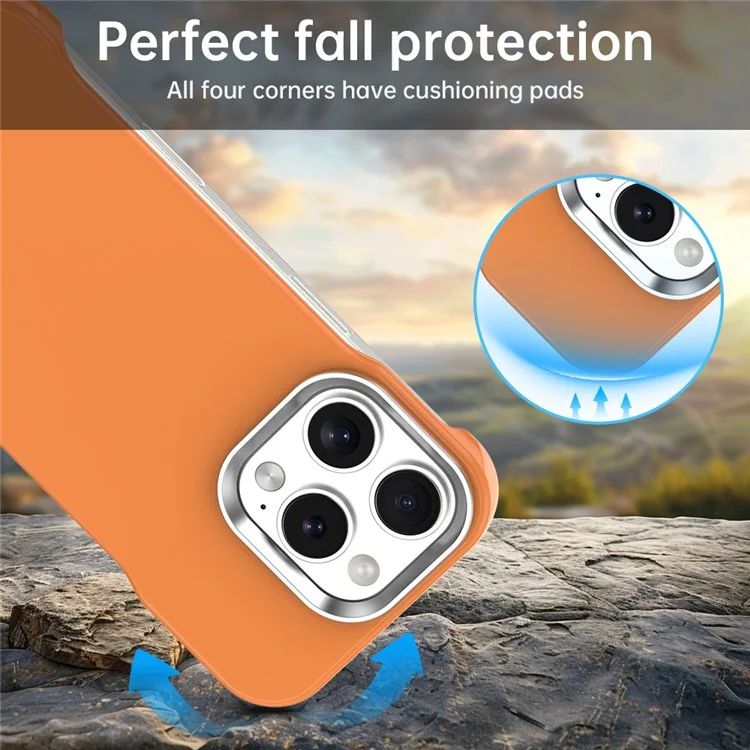 For iPhone 16 Pro Magnetic Case Frameless Ultra Thin TPU + PET Phone Cover Reinforced Corners - Orange