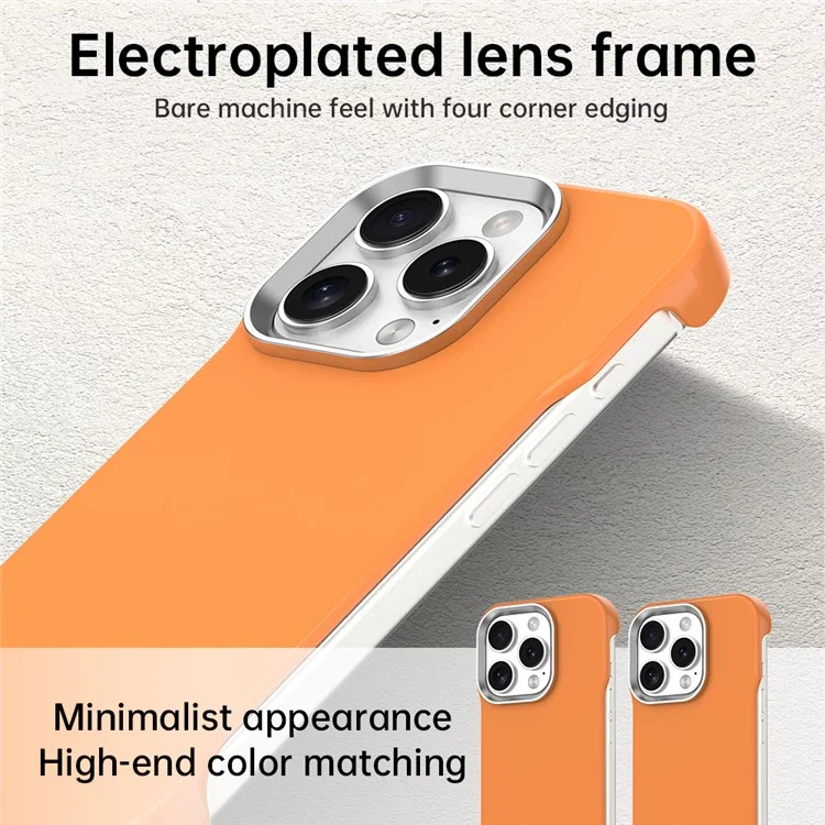 For iPhone 16 Pro Magnetic Case Frameless Ultra Thin TPU + PET Phone Cover Reinforced Corners - Orange
