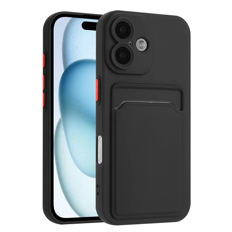 Acquisto all'ingrosso per Cover iPhone 16 Flessibile in TPU con Slot per Carta sul Retro - Nero
