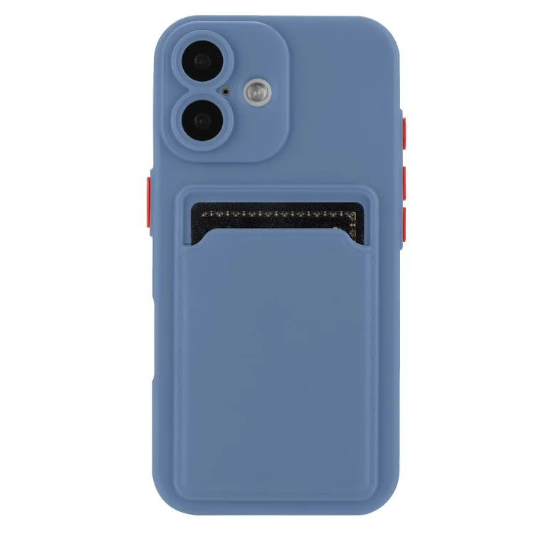 Bulk Purchasing For iPhone 16 Plus Case Flexible TPU Phone Cover with Back Card Slot - Grey Blue