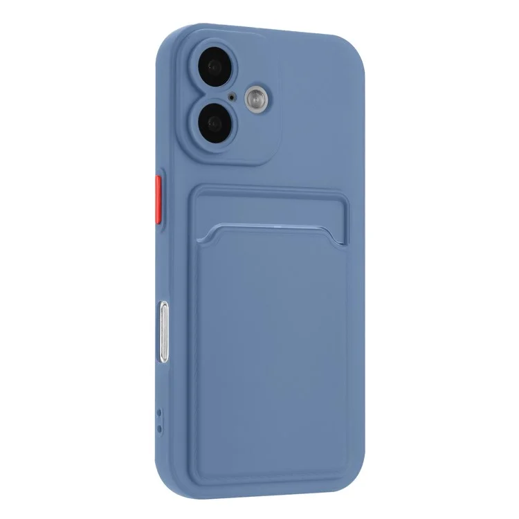 Bulk Purchasing For iPhone 16 Plus Case Flexible TPU Phone Cover with Back Card Slot - Grey Blue