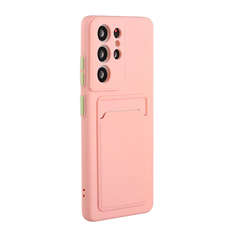 Compra a granel para funda Samsung Galaxy S24 Ultra de TPU flexible con ranura para tarjeta trasera - Rosa