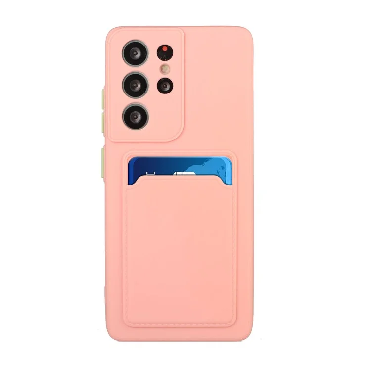 Compra a granel para funda Samsung Galaxy S24 Ultra de TPU flexible con ranura para tarjeta trasera - Rosa