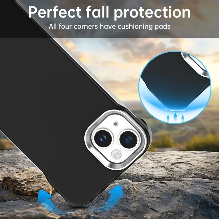 For iPhone 14 / 13 Magnetic Case Frameless Ultra Thin TPU + PET Phone Cover Reinforced Corners - Black