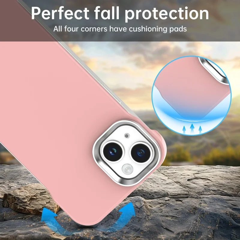 For iPhone 14 / 13 Case Frameless Ultra Thin TPU + PET Phone Cover Reinforced Corners - Pink