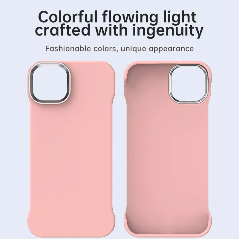 For iPhone 14 / 13 Case Frameless Ultra Thin TPU + PET Phone Cover Reinforced Corners - Pink