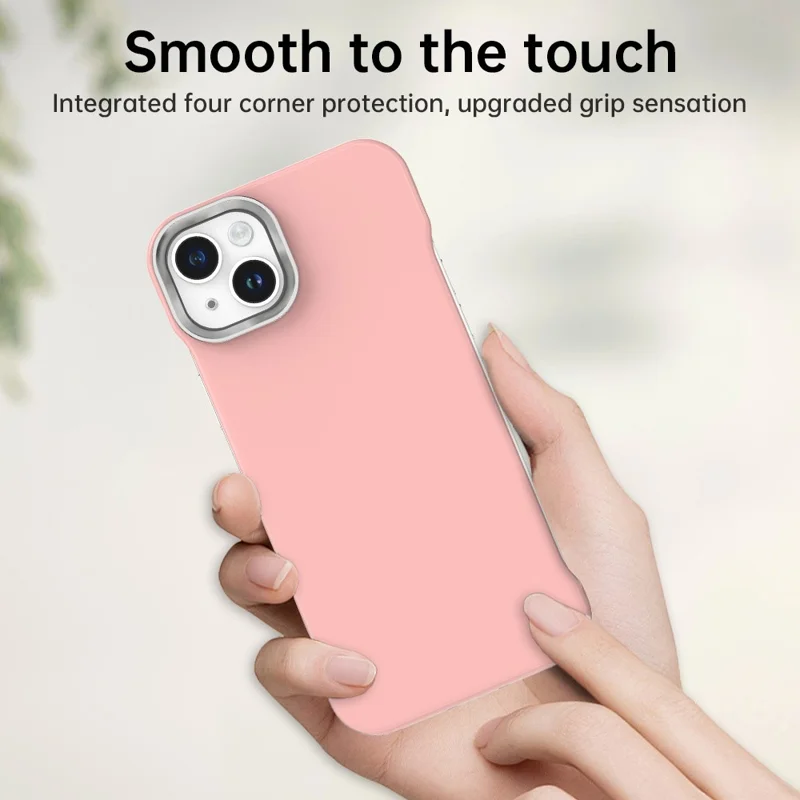 For iPhone 14 / 13 Case Frameless Ultra Thin TPU + PET Phone Cover Reinforced Corners - Pink