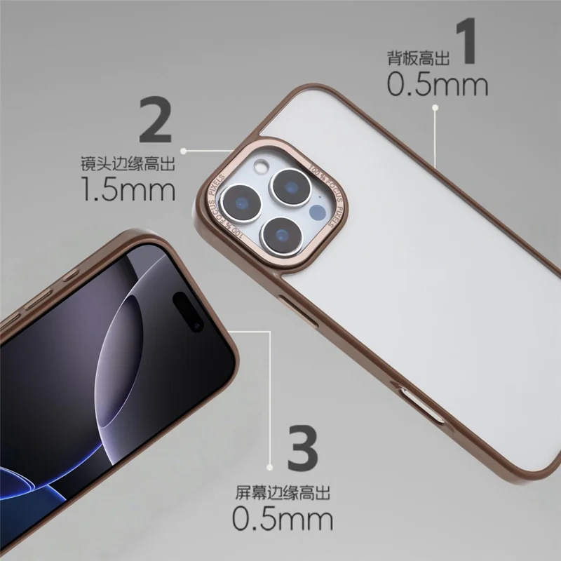 For iPhone 16 Pro Max Case TPU + Acrylic Clear Anti-Yellowing Phone Back Cover - Desert Gold