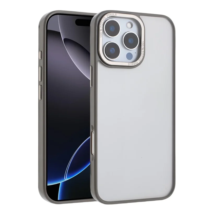 For iPhone 16 Pro Max Case TPU + Acrylic Clear Anti-Yellowing Phone Back Cover - Grey