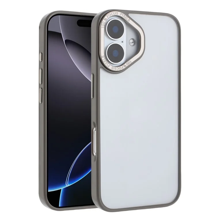 Étui pour iPhone 16 Plus - Coque arrière transparente anti-jaunissement en TPU + Acrylique - Gris