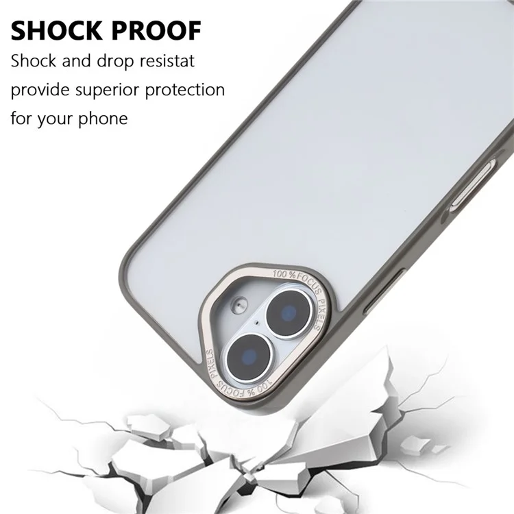 Étui pour iPhone 16 Plus - Coque arrière transparente anti-jaunissement en TPU + Acrylique - Gris