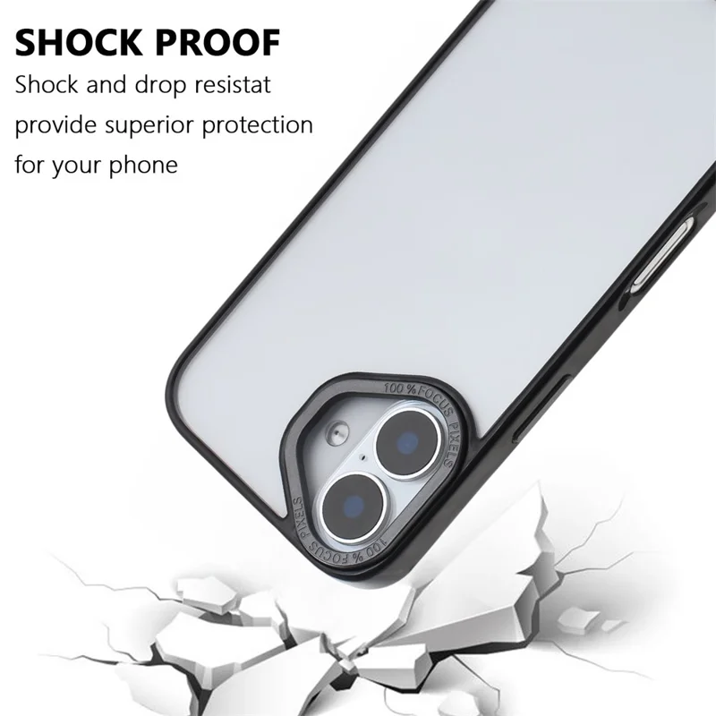 For iPhone 16 Plus Case TPU + Acrylic Clear Anti-Yellowing Phone Back Cover - Black