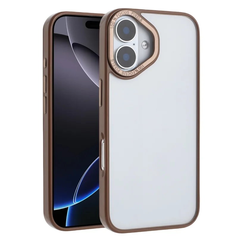 For iPhone 16 Case TPU + Acrylic Clear Anti-Yellowing Phone Back Cover - Desert Gold