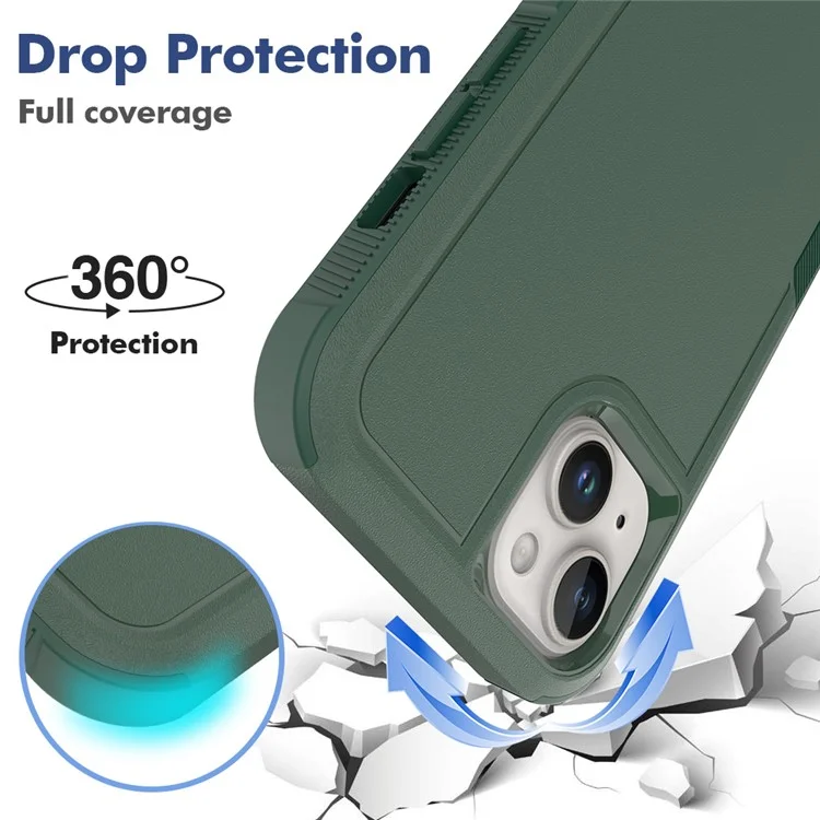 Bulk Purchasing For iPhone 13 Case 2 in 1 PC + TPU Shockproof Phone Cover - Dark Green