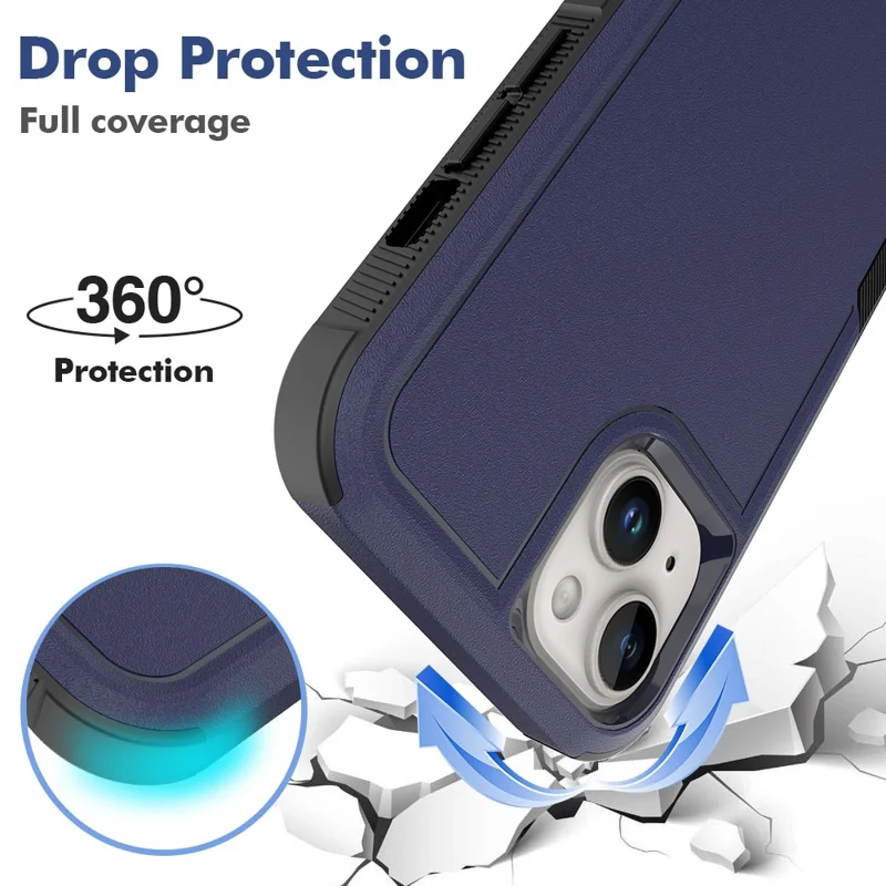Bulk Purchasing For iPhone 14 Plus Case 2 in 1 PC + TPU Shockproof Phone Cover - Dark Blue