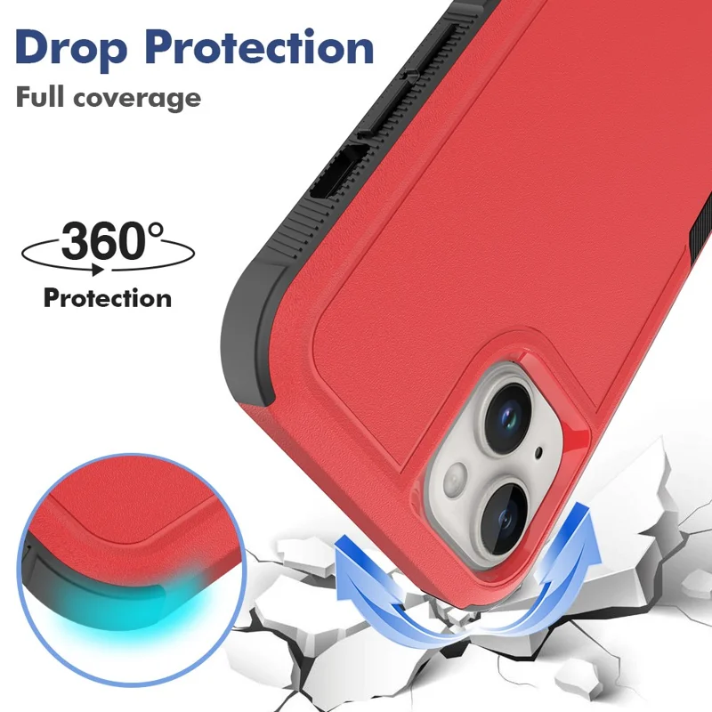 Bulk Purchasing For iPhone 14 Plus Case 2 in 1 PC + TPU Shockproof Phone Cover - Red