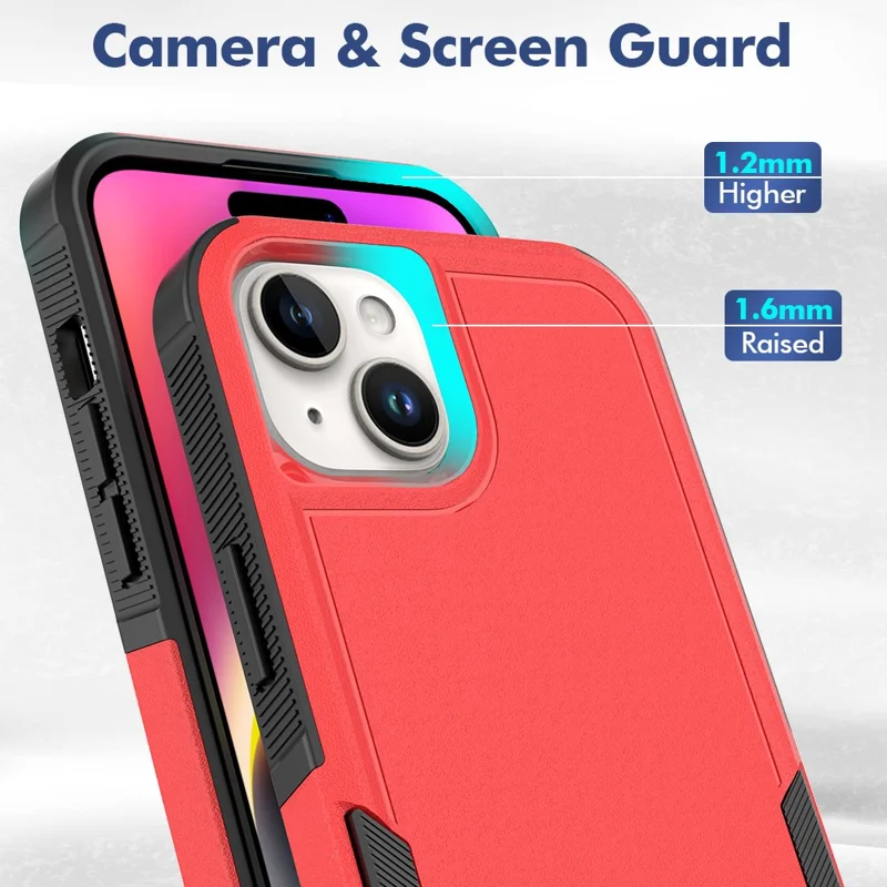 Bulk Purchasing For iPhone 14 Plus Case 2 in 1 PC + TPU Shockproof Phone Cover - Red