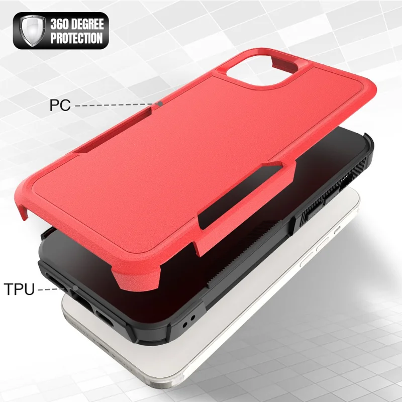 Bulk Purchasing For iPhone 14 Plus Case 2 in 1 PC + TPU Shockproof Phone Cover - Red