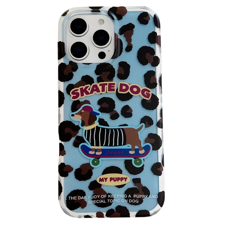 For iPhone 15 Pro Case Leopard Print Dachshund Pattern TPU Shockproof Phone Cover