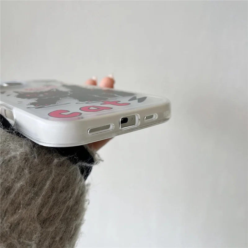 For iPhone 16 Pro Case IMD Cartoon Cat Design TPU Shockproof Phone Cover