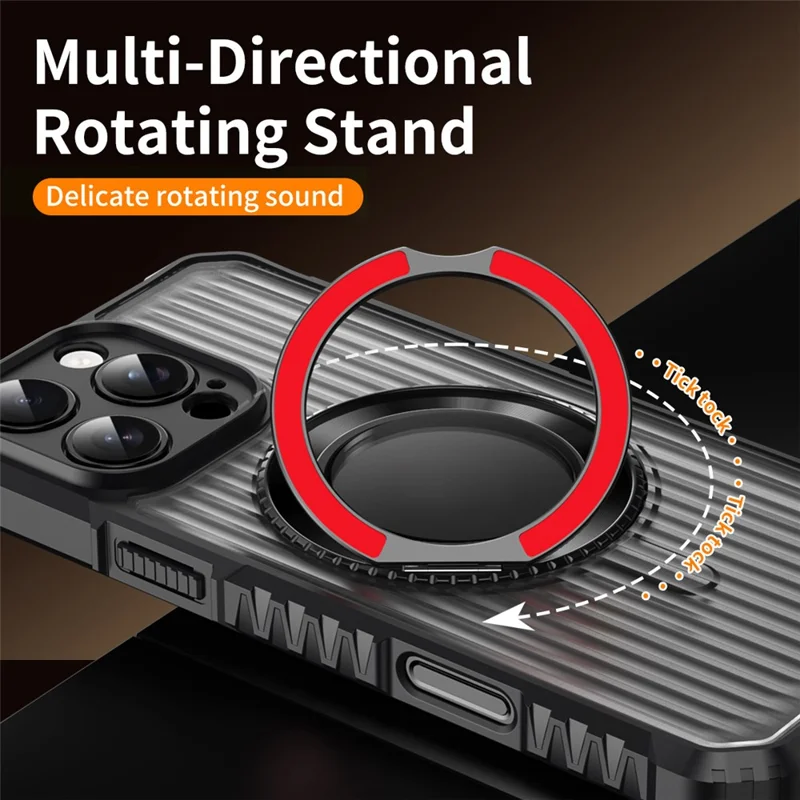 For iPhone 16 Pro Max Magnetic Case with Kickstand PC + TPU Phone Back Cover - Dark Grey