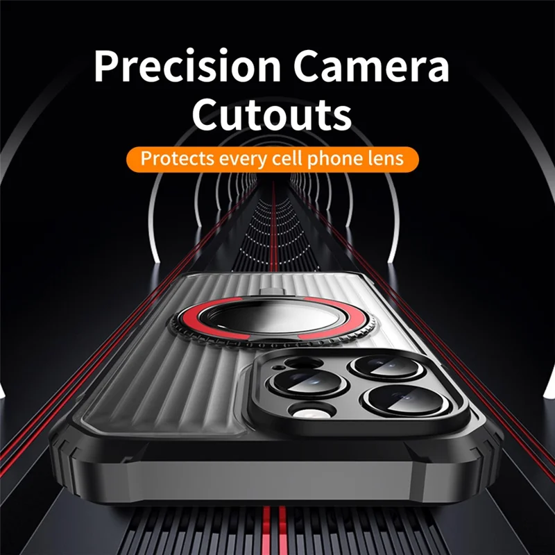 For iPhone 16 Pro Max Magnetic Case with Kickstand PC + TPU Phone Back Cover - Dark Grey