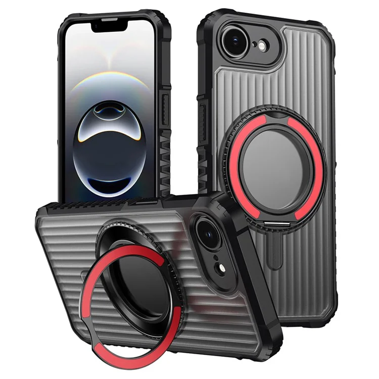 For iPhone 16e Magnetic Case with Kickstand PC + TPU Phone Back Cover - Red