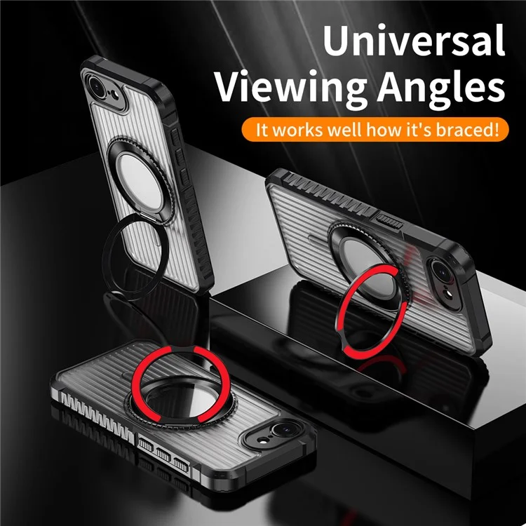 For iPhone 16e Magnetic Case with Kickstand PC + TPU Phone Back Cover - Red