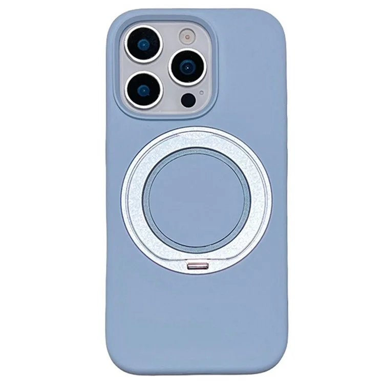 Cover per iPhone 16 Pro con Supporto Rotante e Custodia in Silicone Liquido Compatibile con MagSafe - Blu