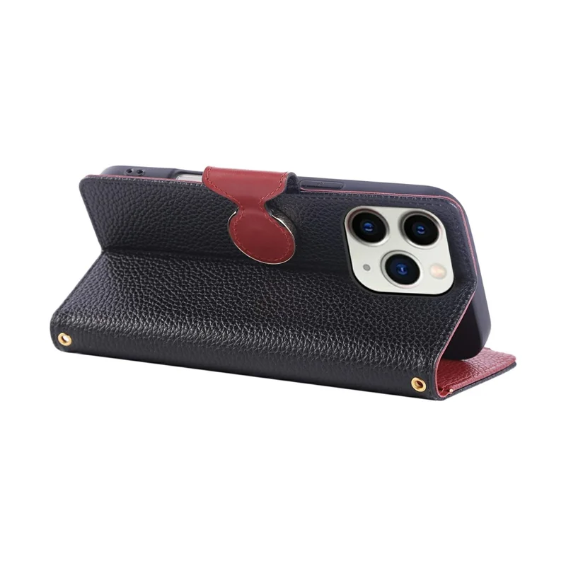 Til iPhone 15 Pro Case med lynlåsewallet læderdæksel med håndledsrem - Sort